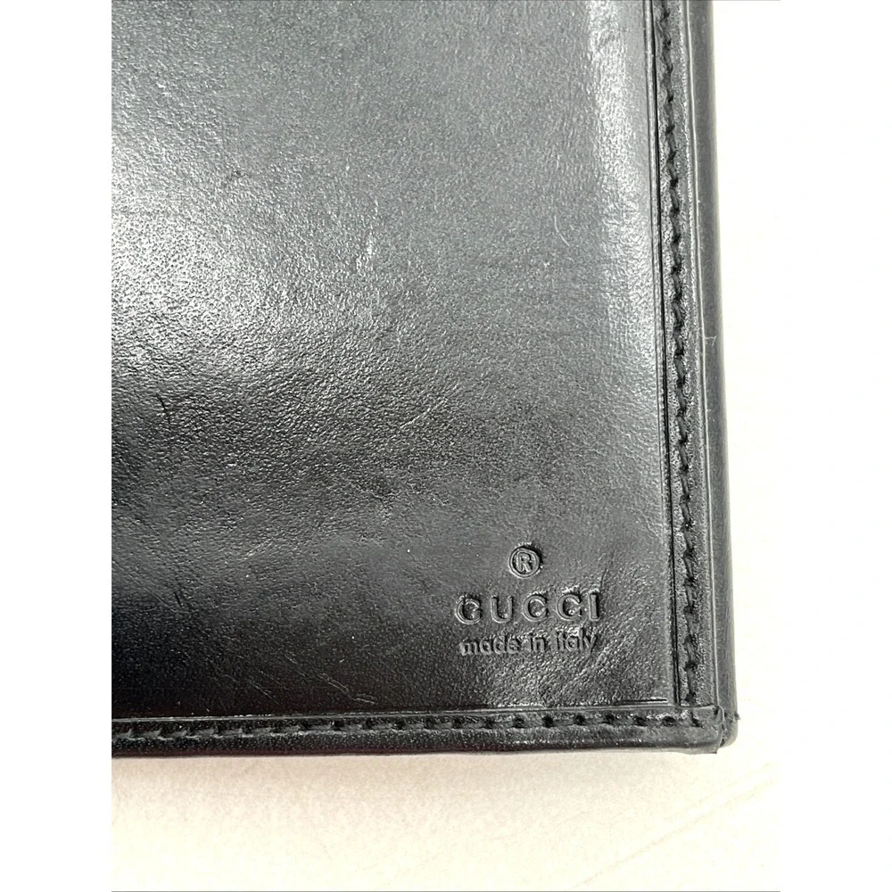 Gucci GG Canvas Jackie Clasp Long Wallet Black Leather Made In Italy